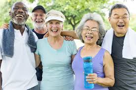 group of seniors being active